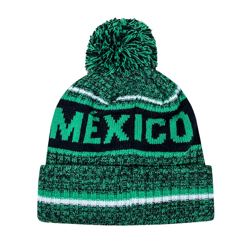 mexico country flag adult men beanies in green and black