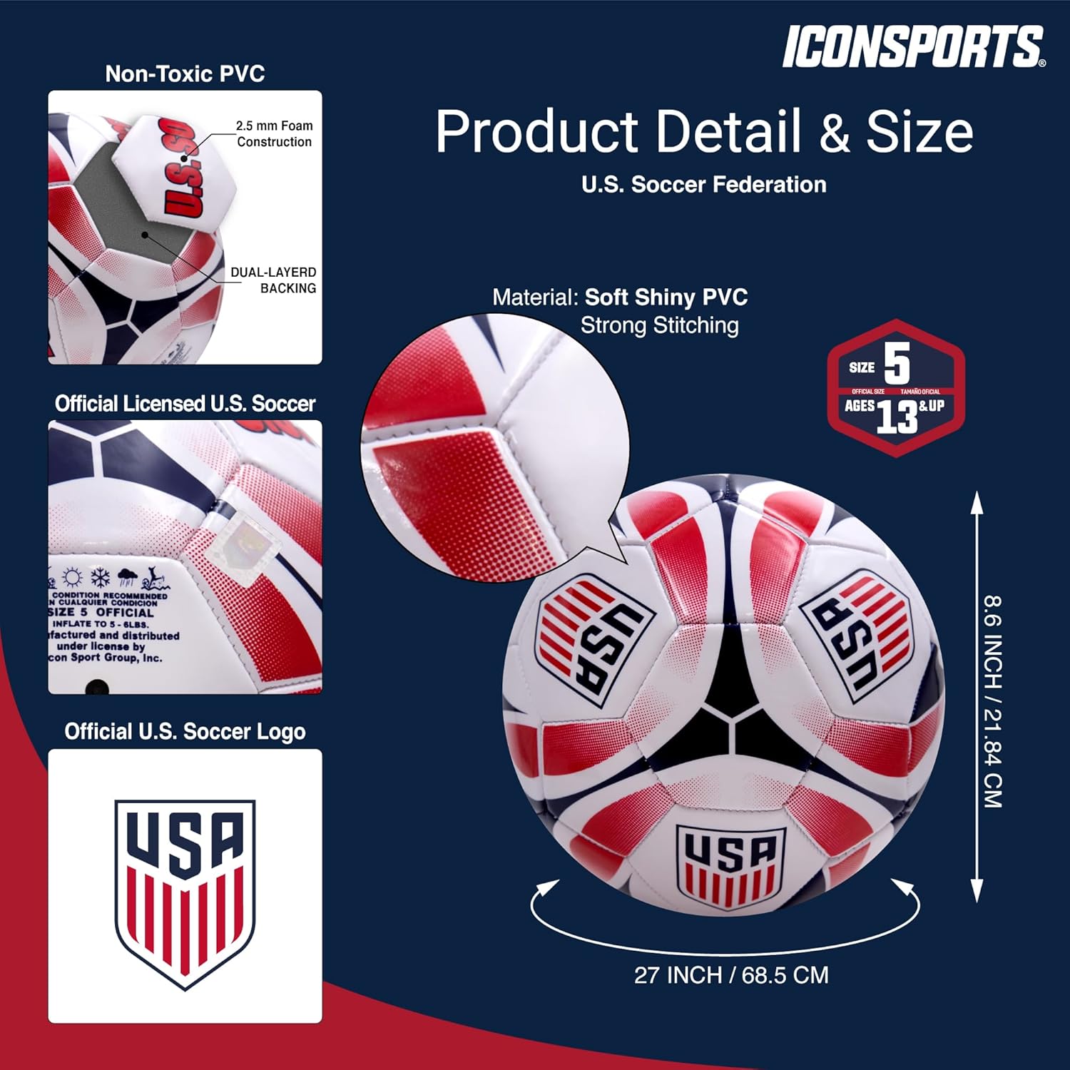 Officially Licensed U.S. Soccer Red Inked Soccer Ball