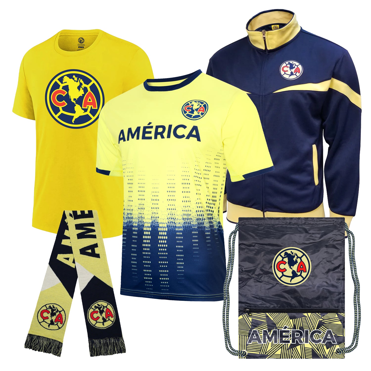 Icon Sports Officially Licensed Club America Ultimate Fan Pack - Soccer Bag, Scarf, Jacket & Shirts Value Set