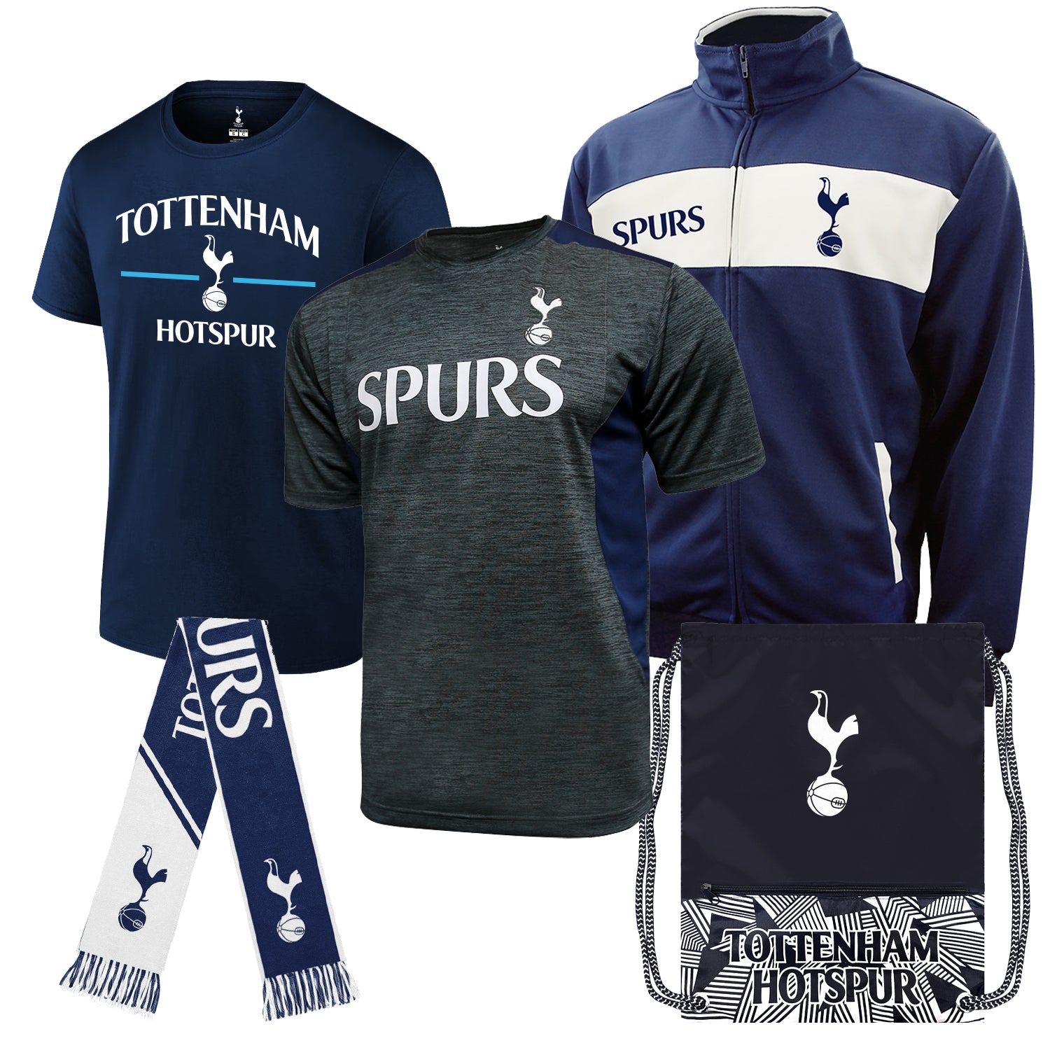 Icon Sports Officially Licensed Tottenham Hotspur Ultimate Fan Pack - Soccer Bag, Scarf, Jacket & Shirts Value Set