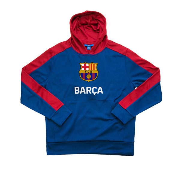 FC Barcelona Youth Side Step Full Color Logo Pullover Hoodie - Navy by Icon Sports