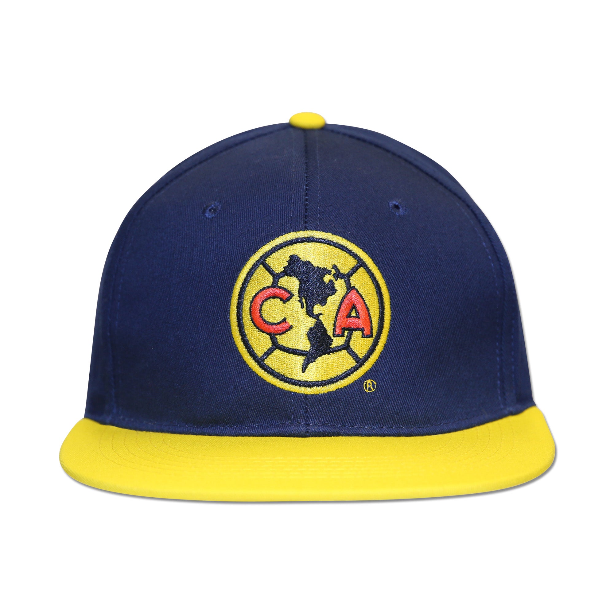 Club America Embroidered Logo 6 Panel Snapback - Navy/Yellow by Icon Sports