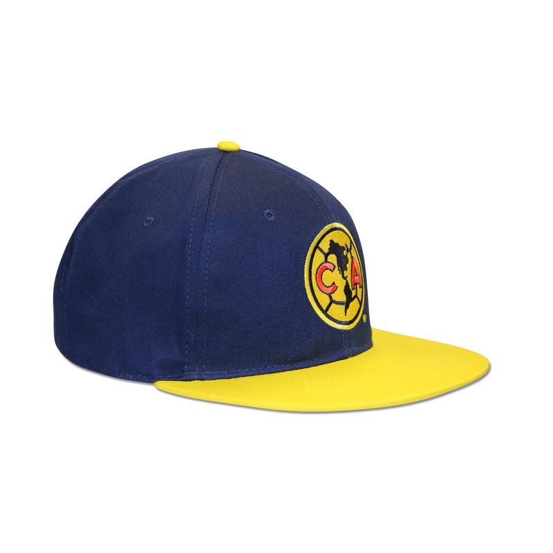 Club America Embroidered Logo 6 Panel Snapback - Navy/Yellow by Icon Sports