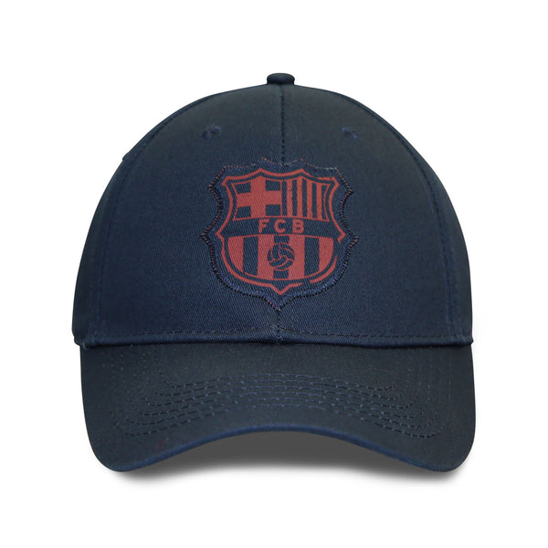 FC Barcelona Printed Patch Logo 6 Panel Structured Cap - Navy by Icon Sports
