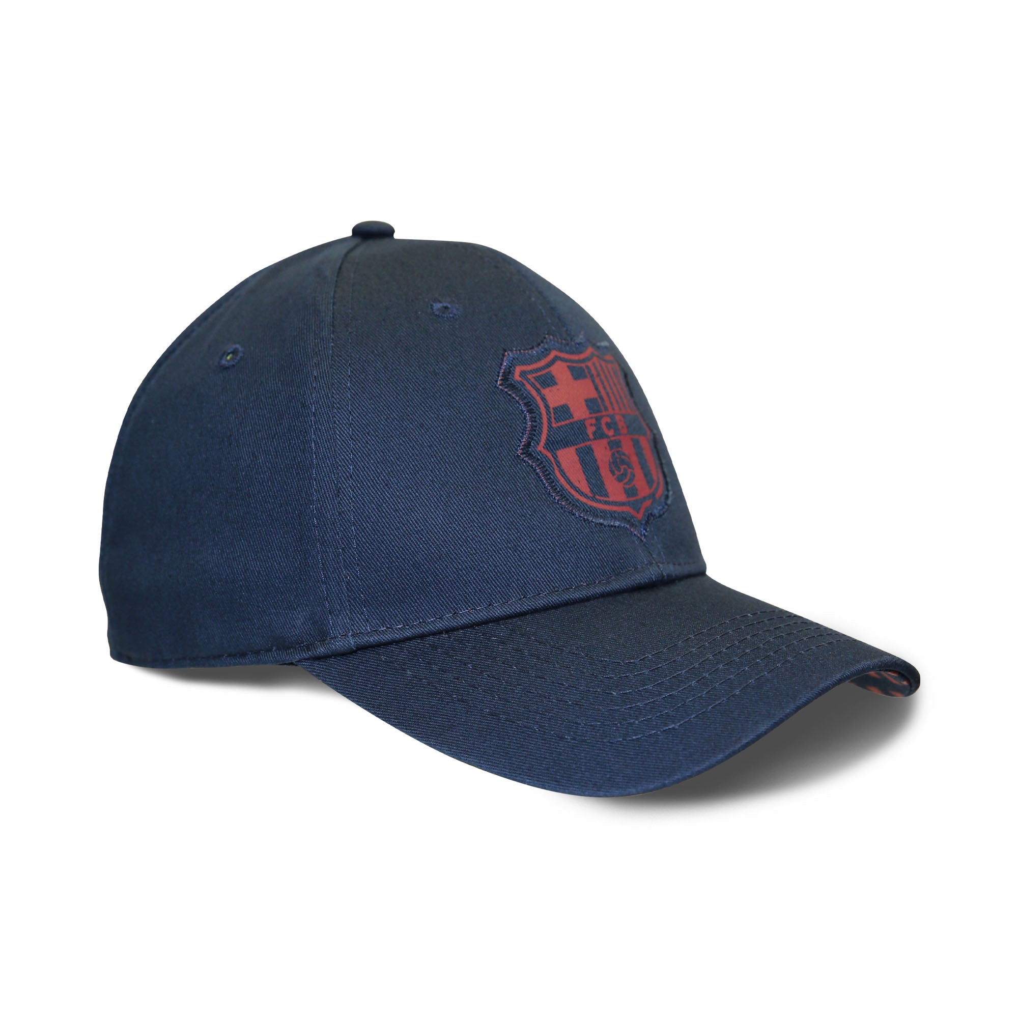 FC Barcelona Printed Patch Logo 6 Panel Structured Cap - Navy by Icon Sports