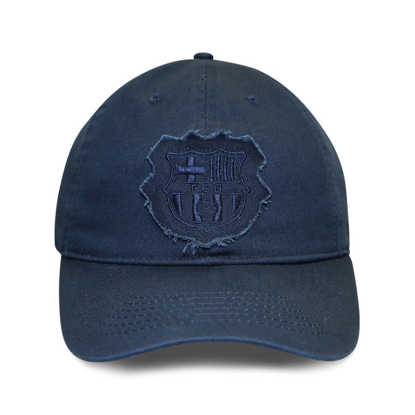 FC Barcelona Distressed Logo Patch 6 Panel Structured Cap - Navy by Icon Sports