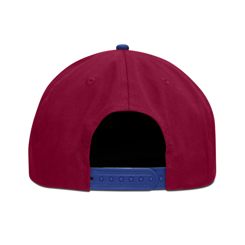 FC Barcelona Embroidered Logo 6 Panel Snapback - Burgundy/Royal by Icon Sports