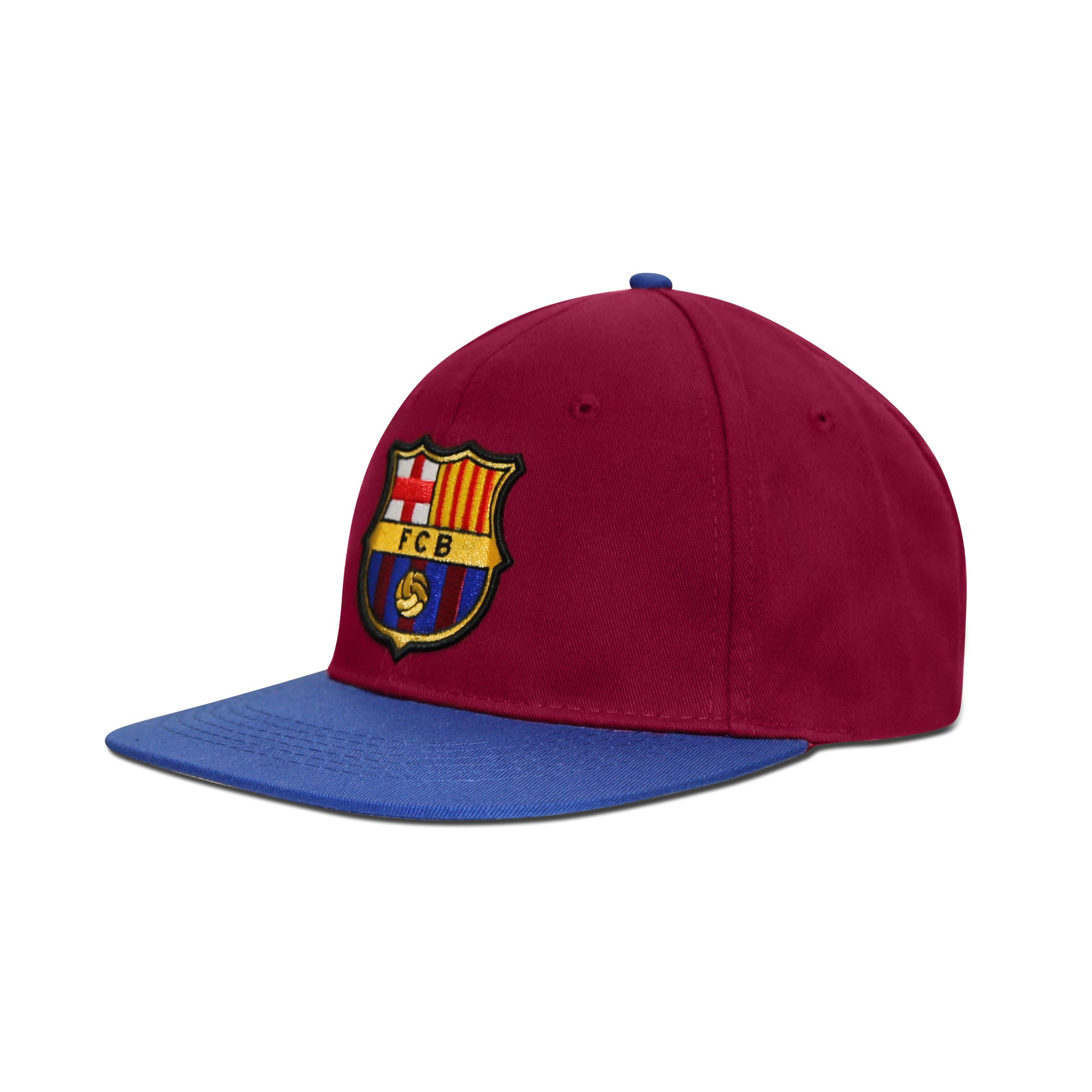 FC Barcelona Embroidered Logo 6 Panel Snapback - Burgundy/Royal by Icon Sports