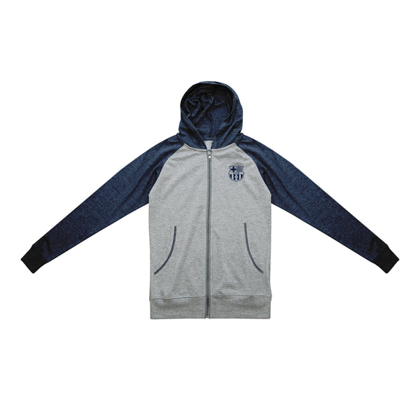 FC Barcelona Youth Lightweight Full-Zip Hoodie - Navy by Icon Sports