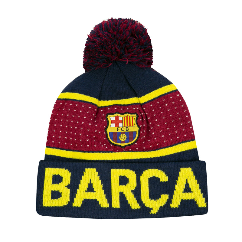 FC Barcelona Dotted Bar??a Pom Beanie by Icon Sports