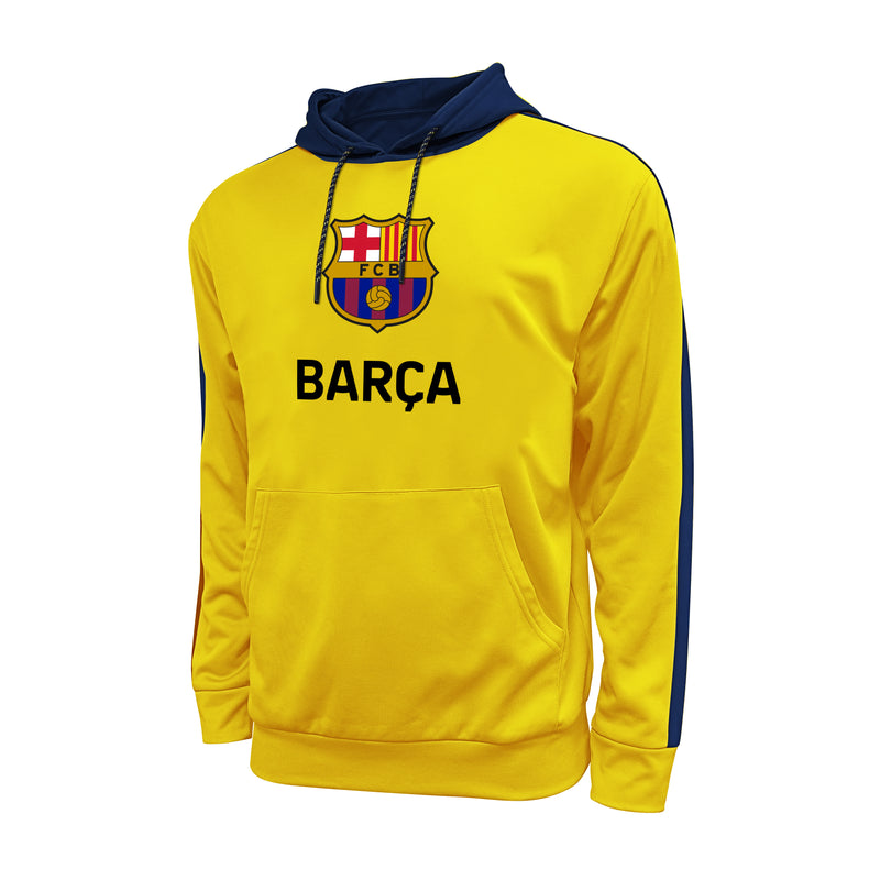 FC Barcelona Side Step Pullover Hoodie - Yellow by Icon Sports