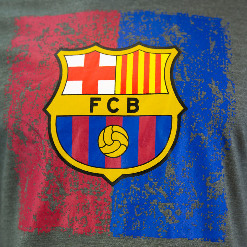 FC Barcelona Color Distressed Logo T-Shirt - Yellow by Icon Sports