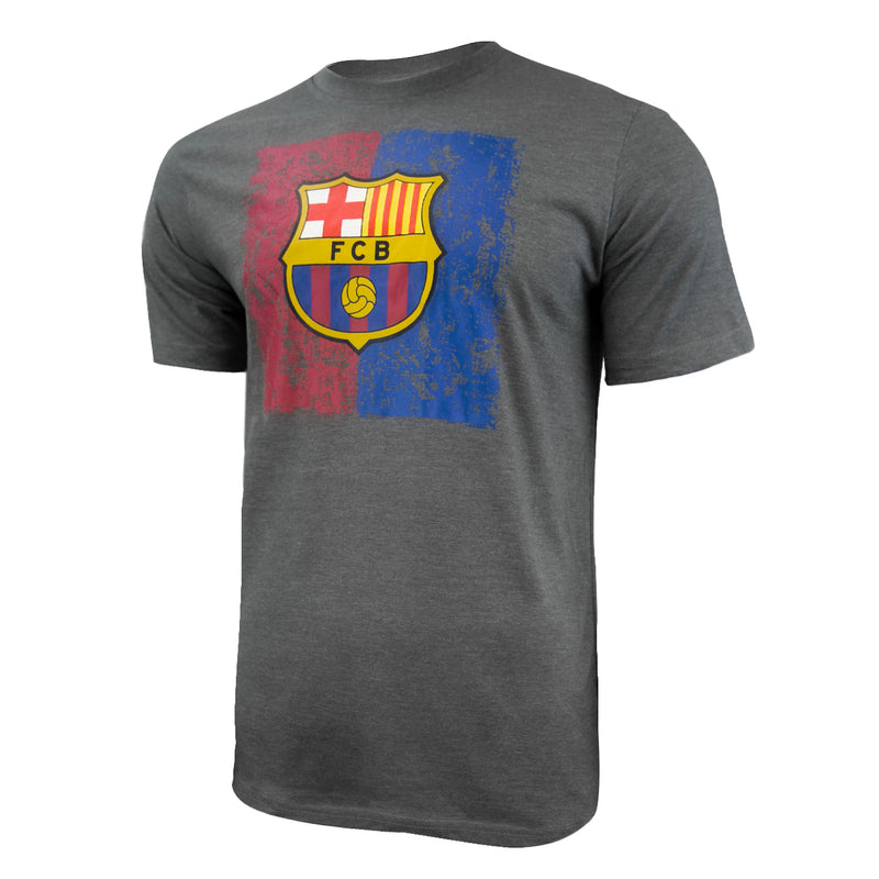 FC Barcelona Color Distressed Logo T-Shirt - Dark Heather by Icon Sports