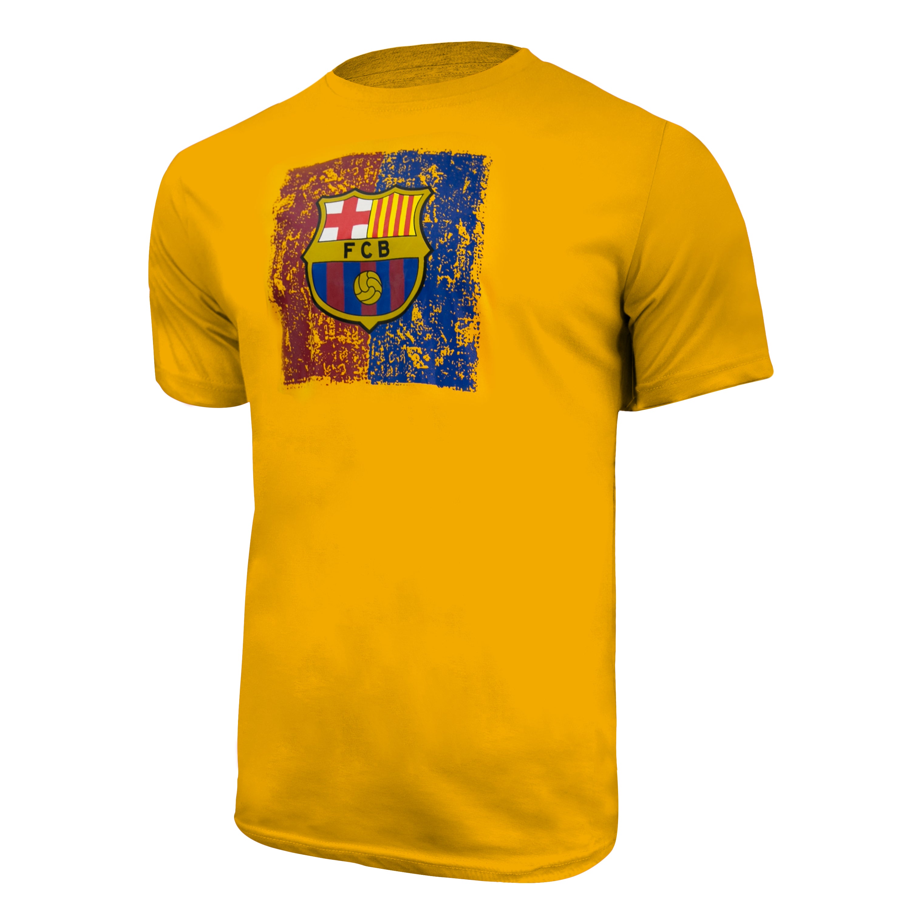 FC Barcelona Color Distressed Logo T-Shirt - Yellow by Icon Sports