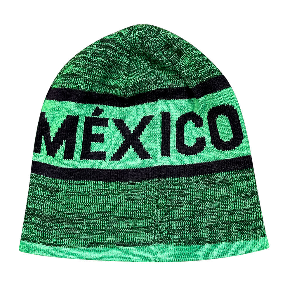 mexico country soccer adult unisex reversible beanie in black and green