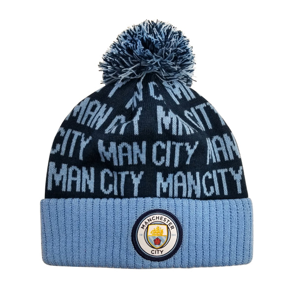 Manchester City F.C. Cuff Pom Beanie - Blue Cuff by Icon Sports
