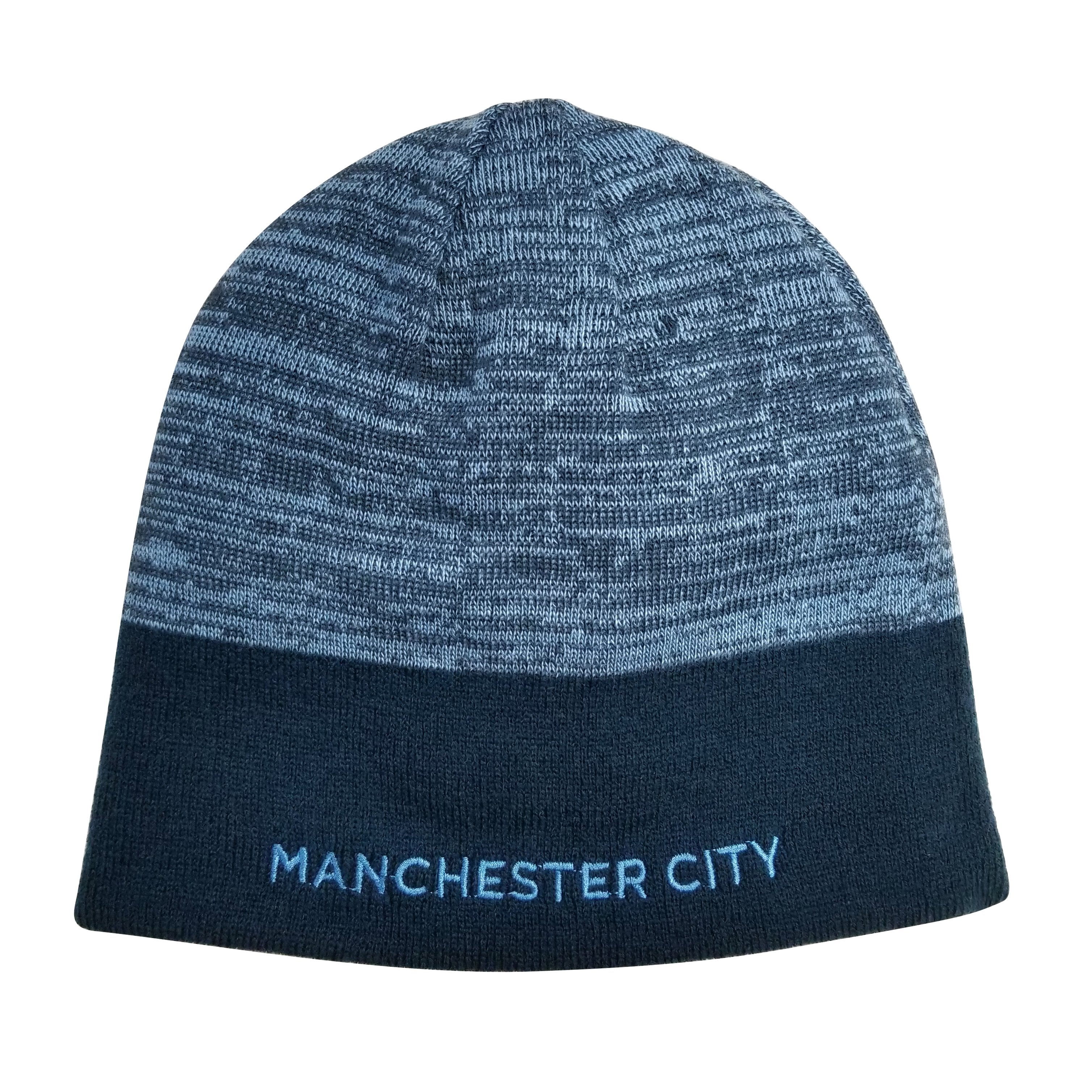 Manchester City F.C. Reversible Beanie - Blue & Navy by Icon Sports