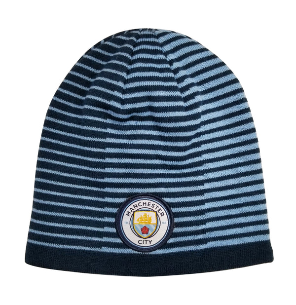Manchester City F.C. Reversible Beanie - Blue & Navy by Icon Sports