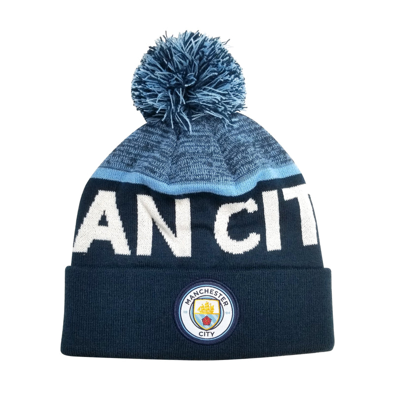 Manchester City F.C. Cuff Pom Beanie - Navy Cuff by Icon Sports