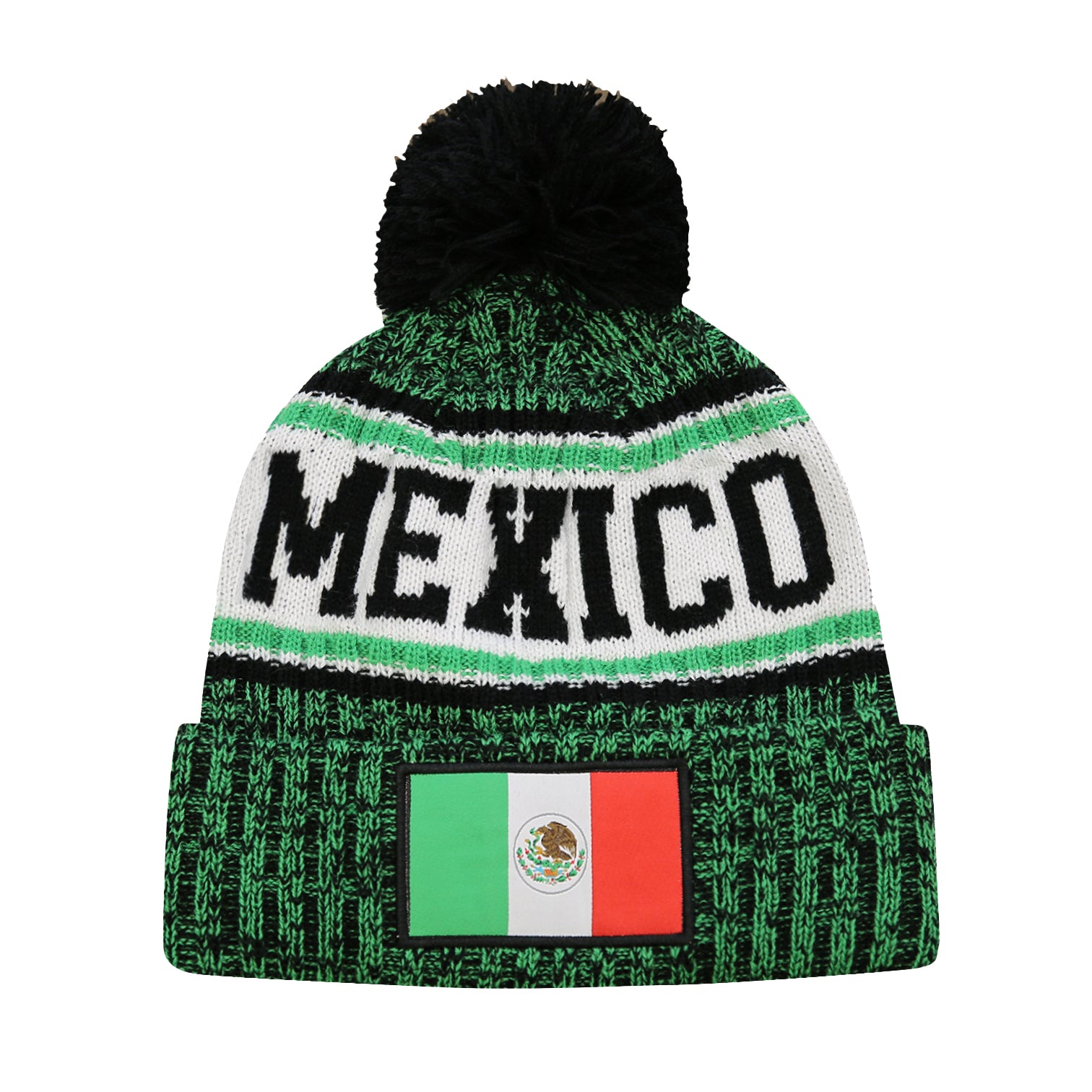 Mexico "Crowned" Adult Unisex Pom Pom Beanie by Icon Sports