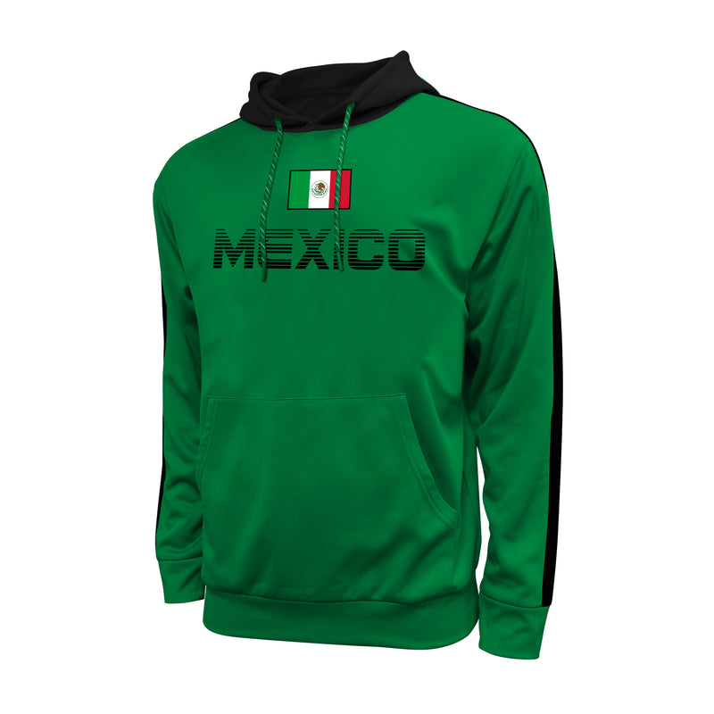 Mexico Adult Stripe Pullover Hooded Sweatshirt - Green by Icon Sports