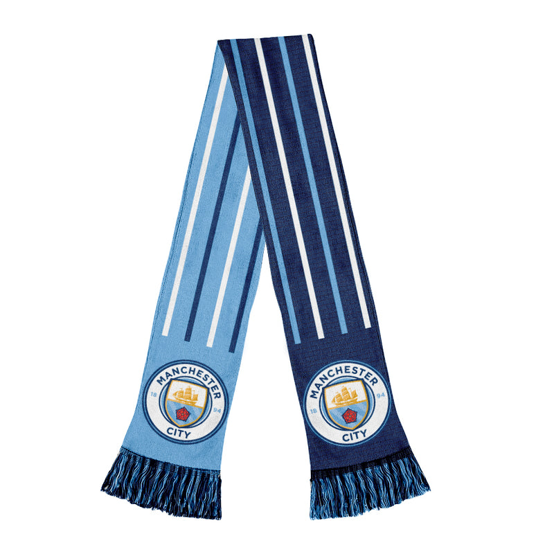 Manchester City Reversible Soccer Scarf in Blue Shop Man City Scarves