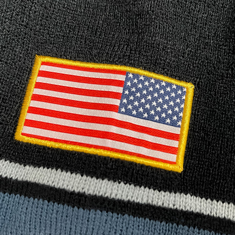US Space force beanie with American Flag patch in black