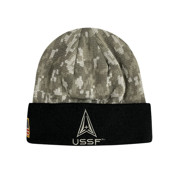 us space force cuff beanie in black and digital camo for unisex adults