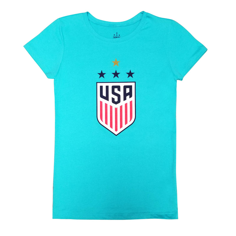 U.S. Soccer USWNT 4 Star Celebration Crest Girl's Princess Tee by Icon Sports