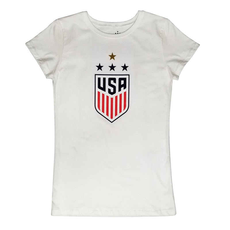 U.S. Soccer USWNT 4 Star Celebration Crest Girl's Princess Tee by Icon Sports