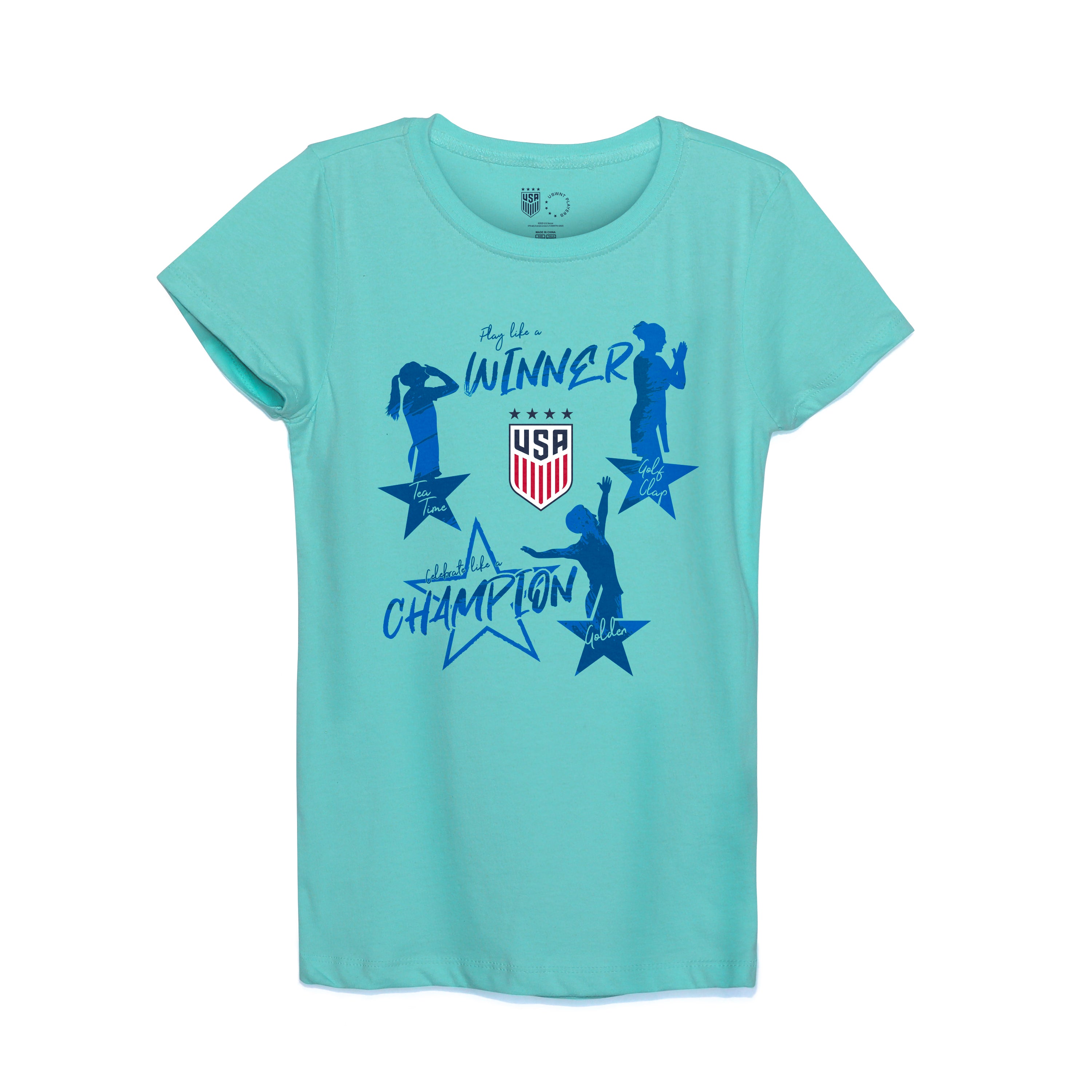 Morgan Rapinoe Lloyd USWNT Celebrate Like a Champion Girls Tee by Icon Sports