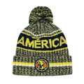 club america adult unisex pom pom benaie in yellow and navy winter hats