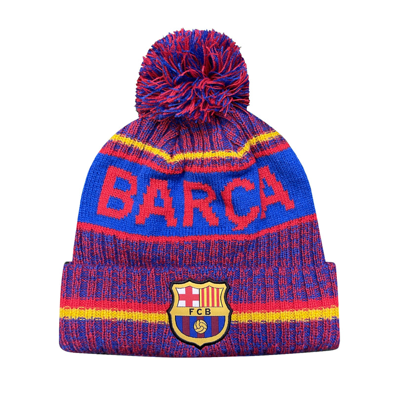 fc barcelona beanie for adults in blue