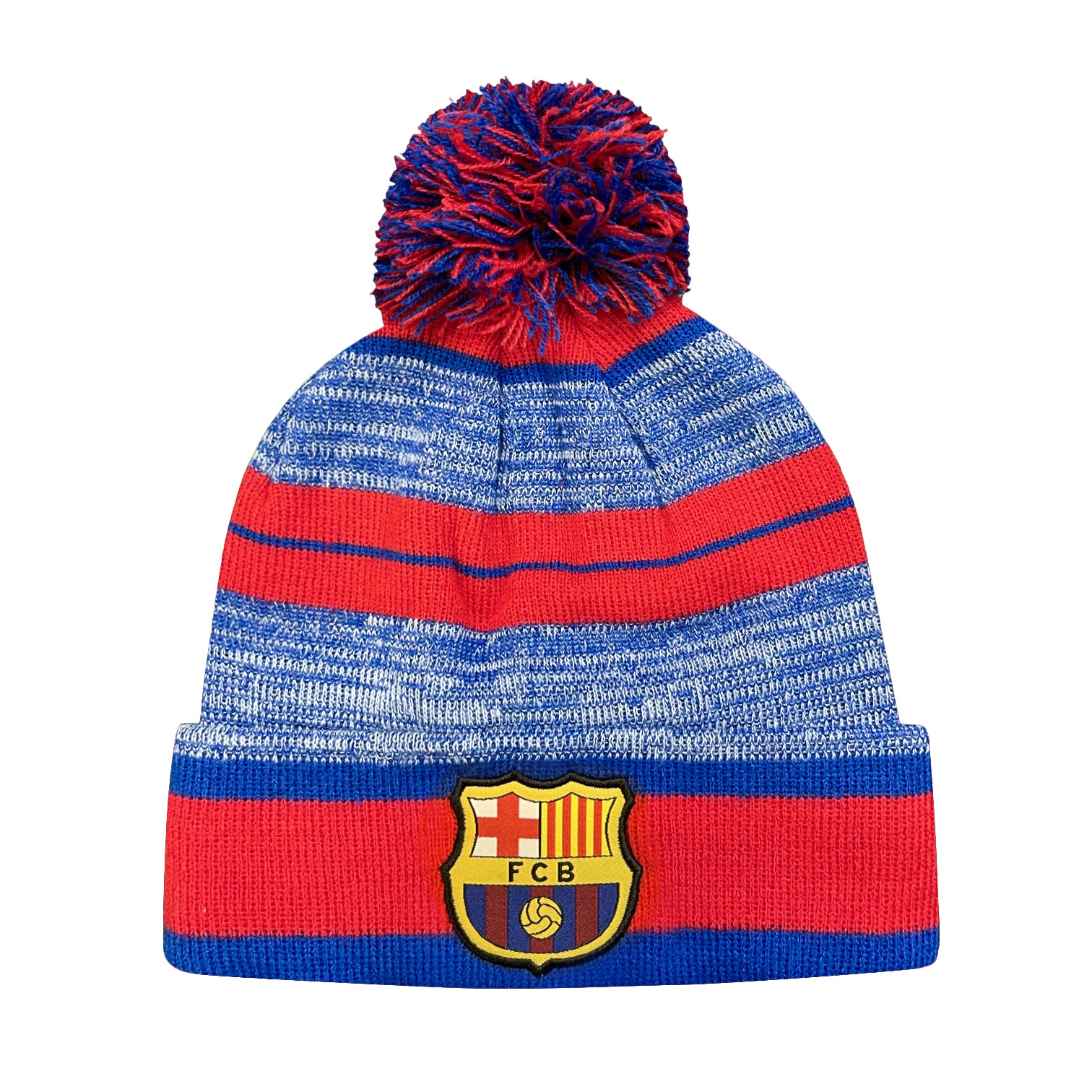 FC Barcelona Adult Spccer Pom Pom Beanie in Red by Icon Sports