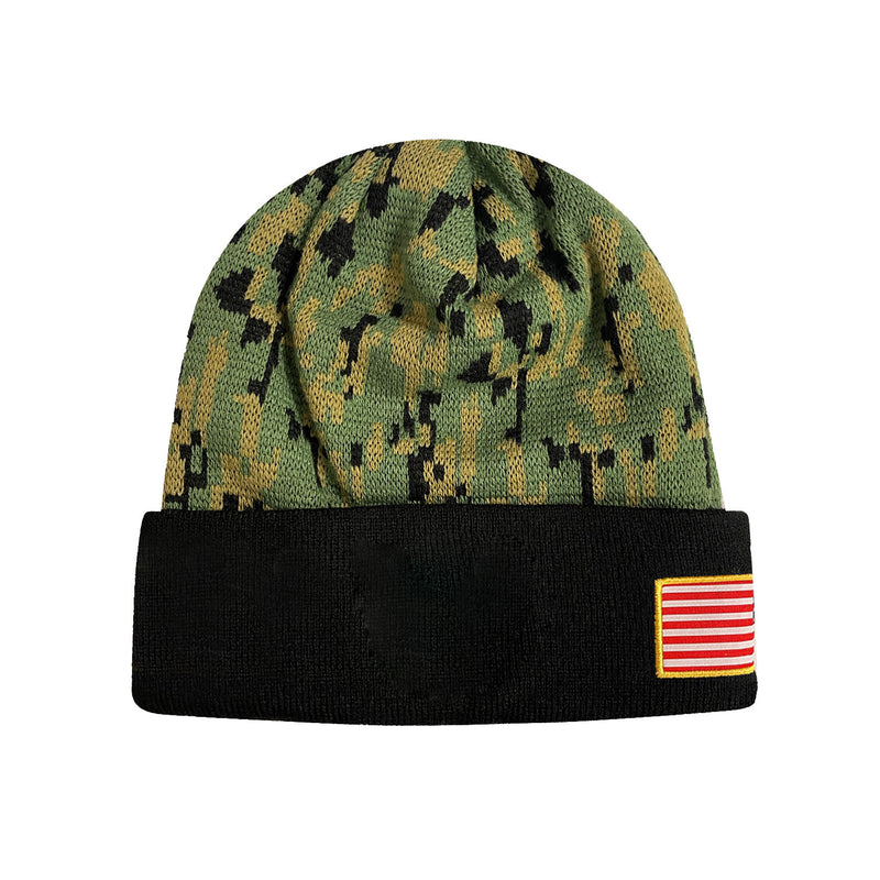 us army cuff beanie in black and digital camo for unisex adults